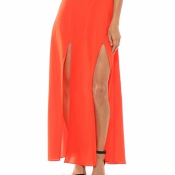 Lovers + Friends Coral Pink Maxi Dress! NWT! Slits and cross back style! - Picture 11 of 11